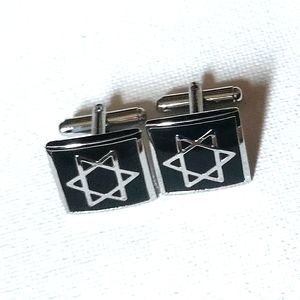 NEW Cufflinks: "Star of David". Christianity. Judaism. Silver-Tone, Bullet Back.